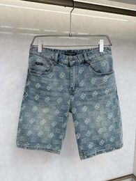 2024 Men's Jeans Designer Personalised Internet Celebrity Print Five Point Denim Shorts for Men Summer Thin Style Brand Versatile Korean Elastic Handsome