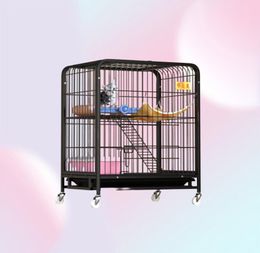 Cat CarriersCrates Houses Super Large Square Tube Cage Villa 3 Layer Double House Household Climbing Frame Indoor Pet Accessori6134153