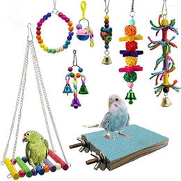 Other Bird Supplies 8 Packs Swing Chewing Toys- Parrot Hammock Bell Toys Suitable For Small Parakeets Cockatiels Conures Finches Budgie