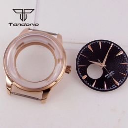 40mm Silver/Rose Gold Watch Case Mineral Glass Transparent Back 35mm Dial Hands Set Fit NH34 NH35 NH36 NH38 Automatic Movement