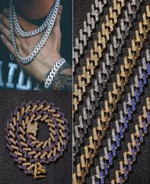Hip Hop Bling Chains Jewelry Men Iced Out Necklace Gold Silver Black Blue Diamond Miami Cuban Link Chain7911533