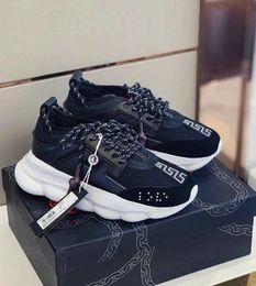 Perfect Men Chain Reaction Sneakers Shoes Neoprene Mesh Leather Trainers Fabric Smooth Calfskin Daily Casual Walking EU38-45 With Box