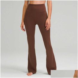 Womens Tracksuits Lu-06 Women High Waist Yoga Flared Pants Wide Leg Sports Trousers Solid Colour Slim Hips Loose Dance Tights Ladies Gy Otc2T