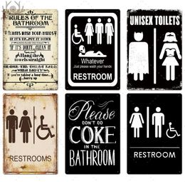 Toilet Sign Plaque Metal Vintage Bathroom Metal Sign Tin Sign Wall Decor for Toilet Bathroom Restroom2564502