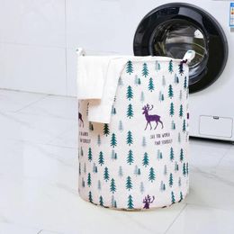 Laundry Bags Durable Clothes Storage Basket Large Capacity Thickened Elk Print