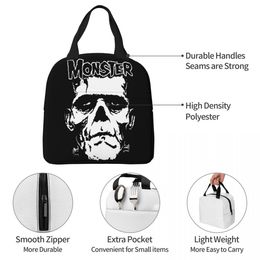 The Monster Skull Insulated Lunch Bag Leakproof Frankenstein Horror Movie Meal Container Cooler Bag Lunch Box Tote Beach Outdoor