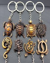 Jewelry Whole 20pcs Cool Hawaiian Surf Sea turtles Keyrings Imitation Yak Bone cute tortoise Keychains Car Key Rings for men w1478219
