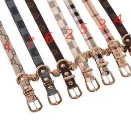 Leather Designer Dogs Collar Leashes Set Classic Plaid Pet Leash Step in Dog Harness for Small Medium Dogs Cat Chihuahua Bulldog P3806200