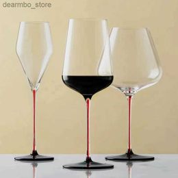 Wine Glasses JINYOUJIA Zalto Style Black and Red Crystal Handmade Wine lass Extremely Thin Masterly Craft Perfect Flawless ics oblet L49