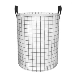 Laundry Bags White Grid Dirty Baskets Foldable Large Waterproof Clothes Toys Sundries Storage Basket For Home Kids Children's