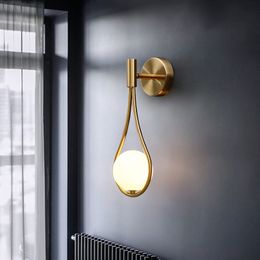 Best Selling Glass Ball Brass Wall Lamps Nordic LED Bedroom bedside lamp Living Dining Room Aisle Balcony Decor Lighting Fixture