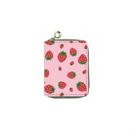 European and American Fruit Strawberry PU Wallet Short Children's Bag Student Women's Zipper Bag
