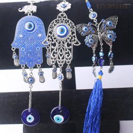 Decorative Figurines Blue Glass Eyes Alloy Charm Amulet Hanging Pendant Feng Shui Decoration