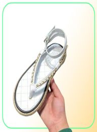 Sandals Women039s Summer Flat Bottom 2021 Metal Chain Round Head Simple And Generous Straw Woven Sole FlipFlop3152785