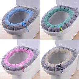 Toilet Seat Covers Thicker Warm Cover Reusable O-shape Pad With Handle Soft Washable Knitting Cushion