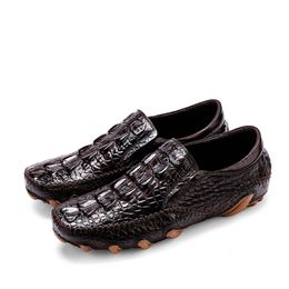 Mens Leather Shoes Personalized Cowhide Genuine Bean Mens Crocodile Pattern Casual Octopus Business British