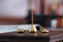 Water Drop Shape Incense Stick Holder Brass Small Censer Accessories Mini Copper Incense Stick Holder Home Decor 272 N26816284