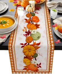 Thanksgiving Pumpkins Maple Leaves Linen Table Runners Kitchen Table Decor Farmhouse Dining Table Runners Wedding Decorations
