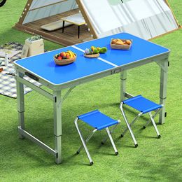 Outdoor table, portable aluminum alloy foldable dining table, folding table and chair, picnic small table, stall table, round sq