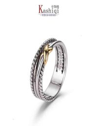 Rings Dy Twisted Two-color Cross Ring Women Fashion Platinum Plated Black Thai Sier Hot Selling Jewelry2349301