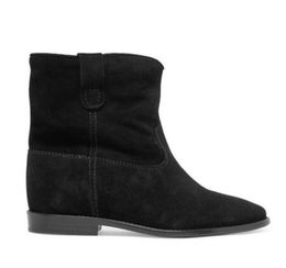 Women Genuine Black Leather Isabel Crisi Suede Ankle Boots New Classic Marant Fashion Show Pop Booties Shoes6632250