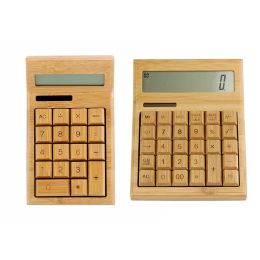 Calculators Bamboo Calculator Solar Power 12 Digit LCD Display Calculator Solar & Battery Dual Powered for Home Office School Retail Store