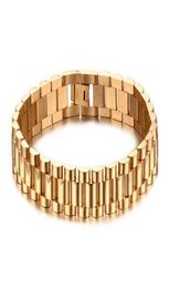 Top Quality Gold Filled chain Watchband President Bracelet Bangles for Men Stainless Steel Strap Adjustable Jewelry9911367