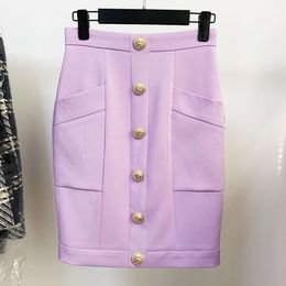 Two Piece Dress Star Style Lion Head Button Violet Half Skirt