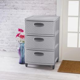 Storage Bottles Sterilite 3 Weave Drawer Unit Cement Stylish Woven Patterns Made Of Easy-to-clean Durable Plastic