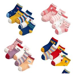 Calzini per bambini Nuovo bambino Soft Cotton Boys Girls Cine Cartoon Animal Stripe Dots Fashion 0-3 mesi Autunno inverno Gif Drop Delivery Maternit Otvt2