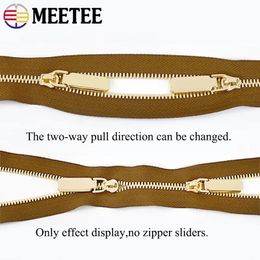 1/2Yards Meetee 5# Colourful Metal Zipper Gold/Sliver Teeth Double Pull Open-end Zips Bag Garment Zip Repair Kit Sewing Accessory