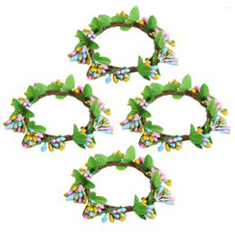 Decorative Flowers 4 Pcs Candlestick Easter Ring Spring Decorations Home Pillar Rings Craft Paper Wreath