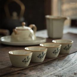 Cups Saucers Ceramic Plant Ash Hand Painted Kiln Change Teacup Jingdezhen Pottery Water Mug Creative Small Tea Bowl Office Master