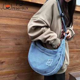 Women Canvas Messenger Bag Collapsible Denim Cell Phone Purse Multifunctional Adjustable Shoulder Straps Ladies Girls Trendy Bag