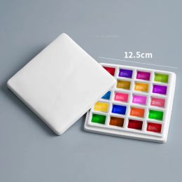 12/20grid Ceramic Palette with Lid Watercolor Painting Paint Box Art Supplies Students Outdoor Watercolor Drawing Graffiti Tools