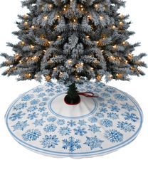 Blue Snowflake Christmas Winter Christmas Tree Skirt Xmas Decorations for Home Supplies Christmas Tree Skirts Base Cover