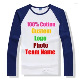 Men's T Shirts Custom Logo Made Po Text Printed Men Shirt Cotton O Neck Raglan Sleeve Company Team Class Uniform Women Boy T-Shirt Tee