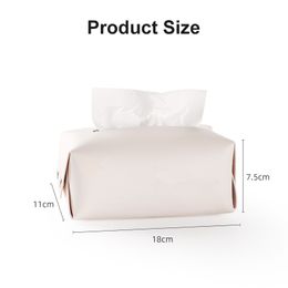 Car Tissue Box Holder PU Leather Car Center Console Armrest Napkin Box Sun Visor Backseat Tissue Case Fix Strap Car Accessories