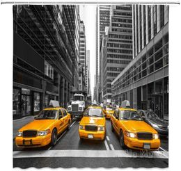 Shower Curtains Taxi Curtain York City Cab Highrise Building Creative View Decorative Bathroom