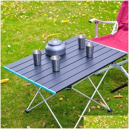 Camp Furniture Lightweight Outdoor Portable Foldable Dining Table High-Strength Aluminium Alloy Picnic Cam Barbecue Drop Delivery Sport Dhtjo