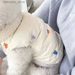 Dog Apparel White Teddy Cotton Coat for Winter Warmth Puppy Clothin Schnauzer Animal Pattern Down et Pet comfortable Button Up Clothes L49
