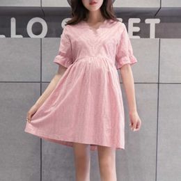 Maternity Dresses pregnant women clothing Hollow Out Mini Dress Lace Short Sleeve A Line Sundress Casual Loose vestidos Summer Maternity Dresses 240413