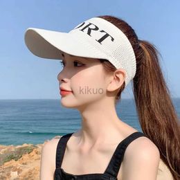 Visors Cycling 2024 New Sun Visor Baseball Peaked Cap Empty Top Hat Womens Sun Visor Sun Protection Hat Korean Style Outdoor Sports Sun Hat 240412