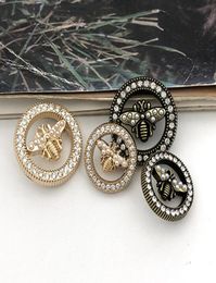 Metal Vintage Bee Diy Sewing Button Round Crystal Pearl Bee Buttons for Shirt Sweater Coat3975327