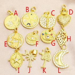 Pendant Necklaces 10 Pieces Round Zircon Accessories Gold Plated Jewelry Gift 90228