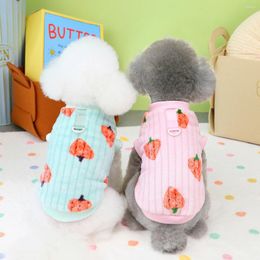 Dog Apparel Fleece Breathable Pullovers Winter Warm Pet Coat Cute Strawberry Pattern Chihuahua Jacket Clothes