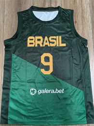 Brasil 9 Marcelinho Vintage Basketball Jersey, настраиваемое с любым именем и номером