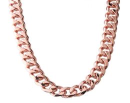 15mm Customization Length Trendy Mens Chain Rose Gold Color Stainless Steel Necklace For Men Curb Cuban Link Hip Hop Jewelry Chain9465946