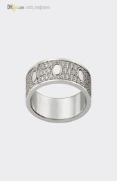 Designer Rings Love Ring Band Diamond-Pave Wedding Ring Silver Women/Men Luxury Jewellery Titanium Steel Gold-Plated Never Fade Not Allergic 215821235799958