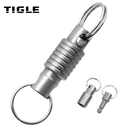 Keychains TIGLE Titanium Alloy Keychain New Detachable Multifunctional EDC Stainless Steel Keyring Upgraded Version Mini Pocket